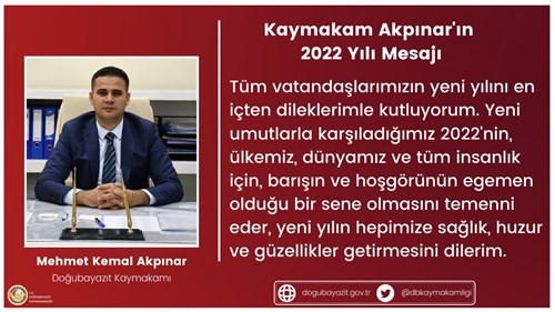Kaymakamımız Mehmet Kemal Akpınar'ın  yeni yıl mesajı