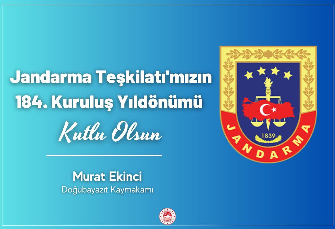 Kaymakam Ekinci'nin Jandarmanın kuruluş yıl dönümü mesajı
